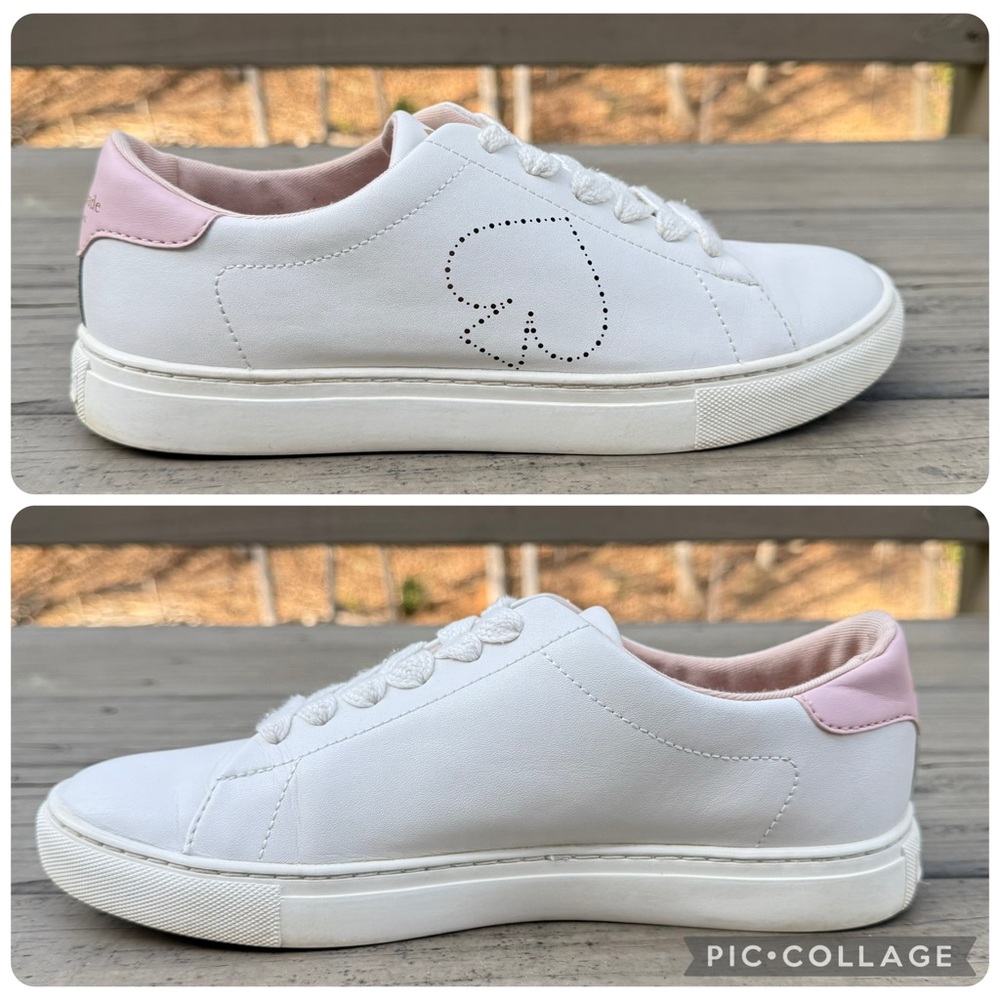 Kate Spade NY Angelise white and pink perforated leather sneakers size 8 - Picture 11 of 15